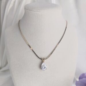 Vargas H.G.E. Faux Diamond Tear Drop Necklace Vintage 1940's 17 Inches